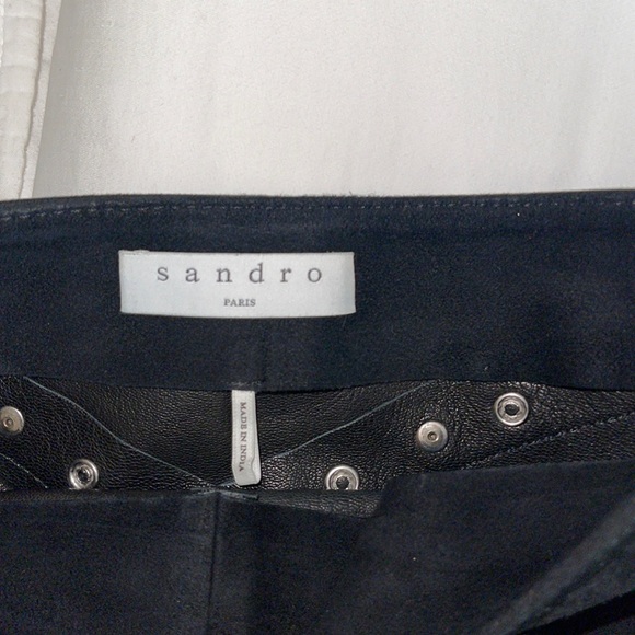 SANDRO embellished suede skirt in black goat leathe - Picture 2 of 6